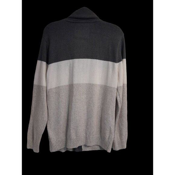 Mens Medium Color Block Cable Knit Grandpa Çardigan - Picture 2 of 4